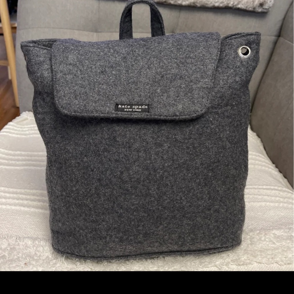 Kate Spade Small gray Backpack wool fabric.